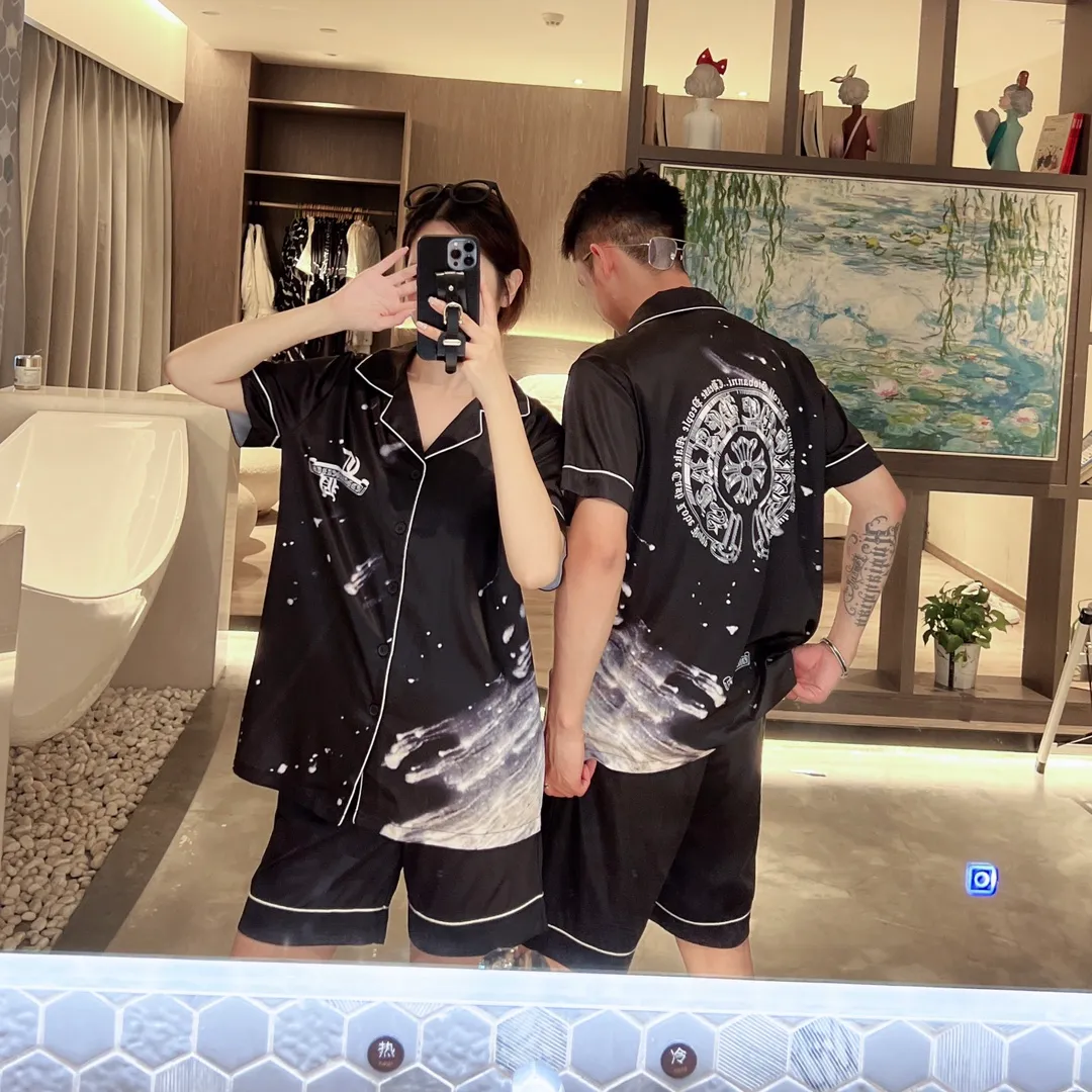 🅿️340 2024 CHROME HEARTS home wear, high-definition Korean silk fabric, skin-friendly, soft and comfortable, couple model M～XXXL